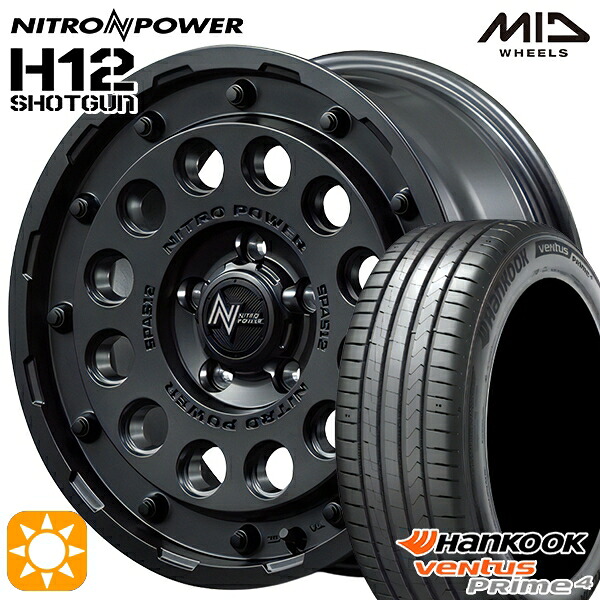 【取付対象】215/65R16 102H XL ハンコック veNtus PRime4 K135A MID ナイトロパワー H12ショットガン バレルブラック 16インチ 7.0J 5H114.3 サマータイヤホイールセット