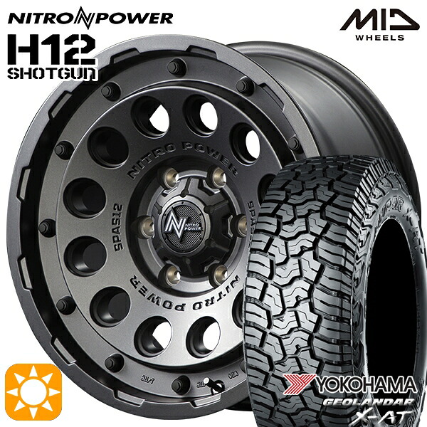 【取付対象】200系ハイエース LT215/70R16 100/97Q ヨコハマ ジオランダー X-AT G016 MID ナイトロパワー H12ショットガン バレルブラック 16インチ 6.5J 6H139.7 サマータイヤホイールセット