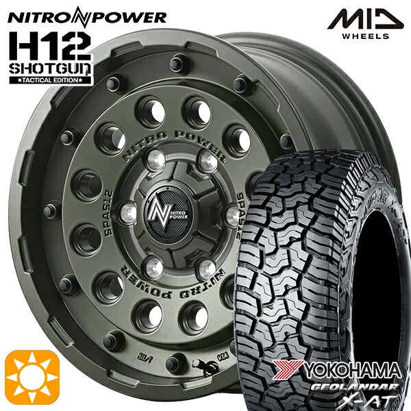 【取付対象】200系ハイエース 215/70R16 100/97Q ヨコハマ ジオランダー X-AT G016 MID ナイトロパワー H12ショットガン タクティカルエディション SOG 16インチ 6.5J 6H139.7+38 サマータイヤホイールセット ｜エムオートギャラリー
