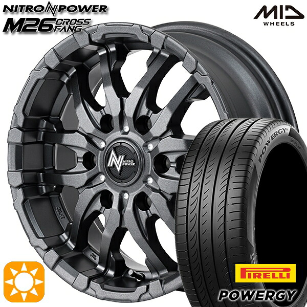 【取付対象】215/60R17 96V ピレリ パワジー MID ナイトロパワー M26 クロスファング バレルブラック/ドリルド 17インチ 6.5J 6H139.7 サマータイヤホイールセット