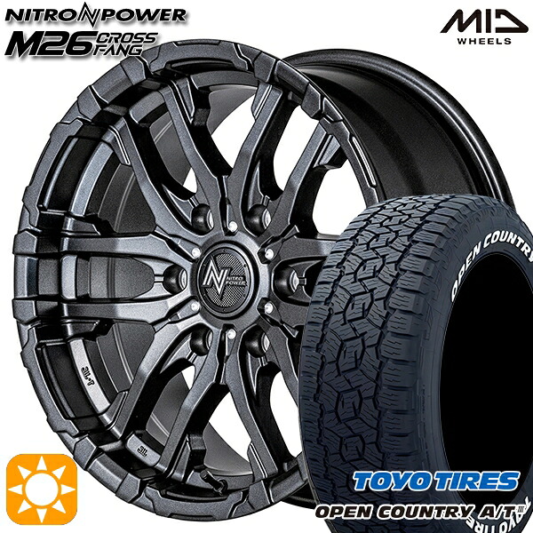 【取付対象】285/70R17 116/113Q トーヨー オープンカントリーA/T3 ホワイトレター MID ナイトロパワー M26 クロスファング バレルブラック/ドリルド 17インチ 8.0J 6H139.7 サマータイヤホイールセット ｜エムオートギャラリー