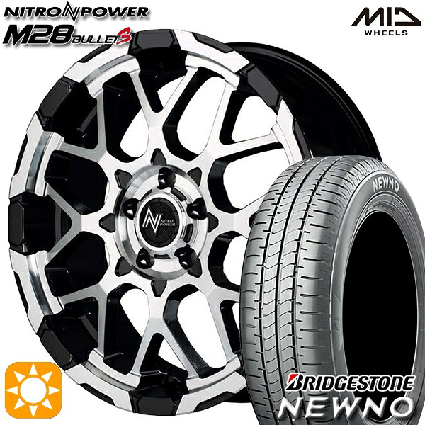 【取付対象】215/65R16 98H ブリヂストン ニューノ MID ナイトロパワー M28バレットS ブラック/ミラーカット 16インチ 7.0J 5H114.3 サマータイヤホイールセット