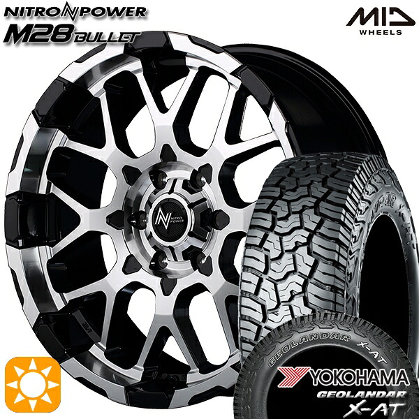 【取付対象】200系ハイエース 215/65R16 109/107Q ヨコハマ ジオランダー X-AT G016 OWL MID ナイトロパワー M28バレット ブラック/ミラーカット 16インチ 6.5J 6H139.7 サマータイヤホイールセット