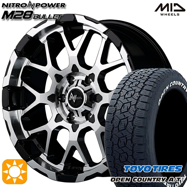 【取付対象】265/70R17 115T トーヨー オープンカントリーA/T3 ホワイトレター MID ナイトロパワー M28バレット ブラック/ミラーカット 17インチ 8.0J 6H139.7 サマータイヤホイールセット ｜エムオートギャラリー
