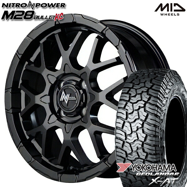 【取付対象】ライズ ロッキー LT215/70R16 100/97Q ヨコハマ ジオランダー X-AT G016 MID ナイトロパワー M28バレットKC セミグロスブラック 16インチ 6.0J 4H100 サマータイヤホイールセット