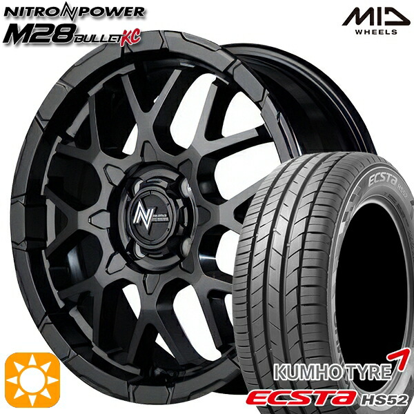 【取付対象】アクア ヤリス 195/50R16 88V XL クムホ エクスタ HS52 MID ナイトロパワー M28バレットKC セミグロスブラック 16インチ 6.0J 4H100 サマータイヤホイールセット