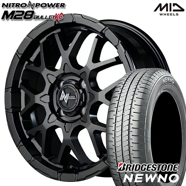 【取付対象】195/45R16 84V ブリヂストン ニューノ MID ナイトロパワー M28バレットKC セミグロスブラック 16インチ 6.0J 4H100 サマータイヤホイールセット
