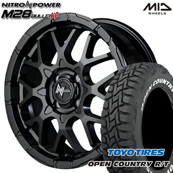 【取付対象】タフト 165/65R15 81Q トーヨー オープンカントリー R/T ホワイトレター MID ナイトロパワー M28バレットKC セミグロスブラック 15インチ 5.0J 4H100 サマータイヤホイールセット