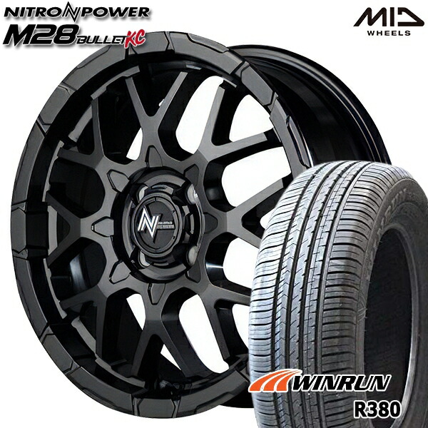 【取付対象】ライズ ロッキー 205/60R16 92H ウィンラン R380 MID ナイトロパワー M28バレットKC セミグロスブラック 16インチ 6.0J 4H100 サマータイヤホイールセット