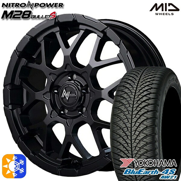 ヴェゼル オデッセイ 215/60R16 99H XL ヨコハマ ブルーアース 4S AW21 MID ナイトロパワー M28バレットS セミグロスブラック 16インチ 7.0J 5H114.3 オールシーズンタイヤホイールセット ｜エムオートギャラリー