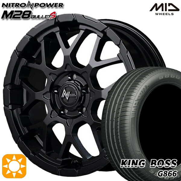 【取付対象】235/50R18 101W XL キングボス G866 MID ナイトロパワー M28バレットS セミグロスブラック 18インチ 7.0J 5H114.3 サマータイヤホイールセット