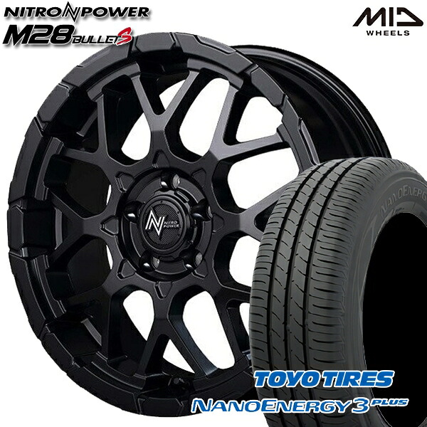 【取付対象】ヤリスクロス 205/65R16 95H トーヨー ナノエナジー3プラス MID ナイトロパワー M28バレットS セミグロスブラック 16インチ 7.0J 5H114.3 サマータイヤホイールセット |エムオートギャラリー