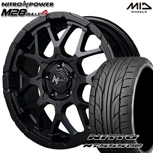 【取付対象】235/50R18 101Y XL ニットー NT555 G2 MID ナイトロパワー M28バレットS セミグロスブラック 18インチ 7.0J 5H114.3 サマータイヤホイールセット