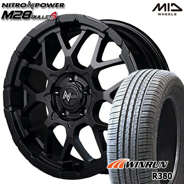 【取付対象】マツダ6 エクストレイル 225/60R18 104V XL ウィンラン R380 MID ナイトロパワー M28バレットS セミグロスブラック 18インチ 7.0J 5H114.3 サマータイヤホイールセット