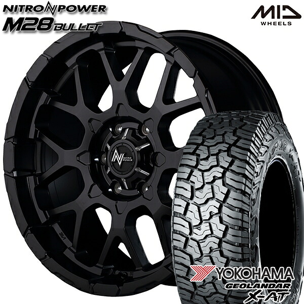【取付対象】200系ハイエース LT215/70R16 100/97Q ヨコハマ ジオランダー X-AT G016 MID ナイトロパワー M28バレット セミグロスブラック 16インチ 6.5J 6H139.7 サマータイヤホイールセット ｜エムオートギャラリー
