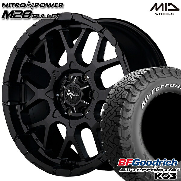 【取付対象】215/70R16 100/97S RWL BFグッドリッチ オールテレーン T/A KO3 MID ナイトロパワー M28バレット セミグロスブラック 16インチ 6.5J 6H139.7 サマータイヤホイールセット |エムオートギャラリー