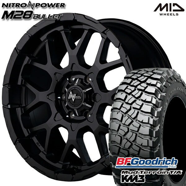 【取付対象】265/65R17 120/117Q RBL BFグッドリッチ マッドテレーン T/A KM3 MID ナイトロパワー M28バレット セミグロスブラック 17インチ 8.0J 6H139.7 サマータイヤホイールセット