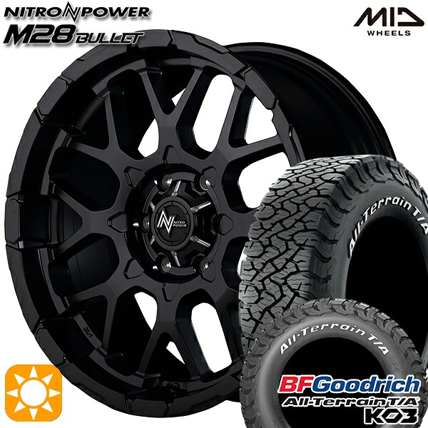 【取付対象】プラド 285/70R17 121/118S RWL BFグッドリッチ オールテレーン T/A KO3 MID ナイトロパワー M28バレット セミグロスブラック 17インチ 8.0J 6H139.7 サマータイヤホイールセット