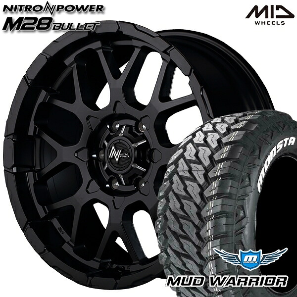 【取付対象】265/50R20 117/114Q LT モンスタ マッドウォーリアー MID ナイトロパワー M28バレット セミグロスブラック 20インチ 8.5J 6H139.7 サマータイヤホイールセット 151,450円