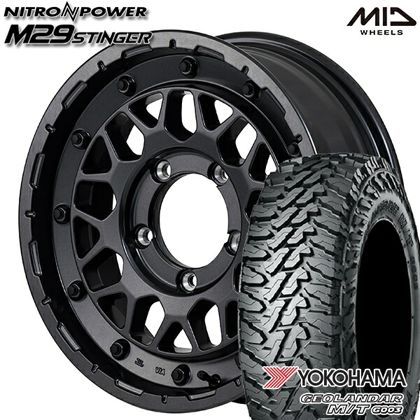 【取付対象】185/85R16 105/103N LT ヨコハマ ジオランダーM/T G003 MID ナイトロパワー M29 スティンガー バレルブラック 16インチ 5.5J 5H139.7 サマータイヤホイールセット