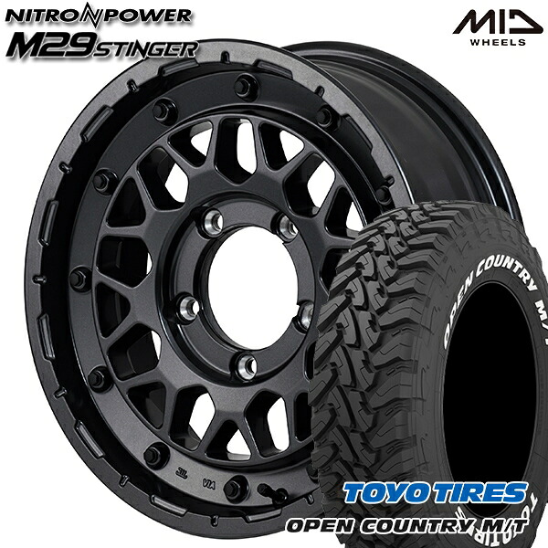 【取付対象】225/75R16 103/100Q トーヨー オープンカントリー M/T MID ナイトロパワー M29 スティンガー バレルブラック 16インチ 5.5J 5H139.7 サマータイヤホイールセット |エムオートギャラリー