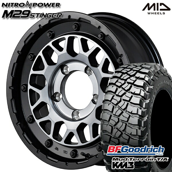 【取付対象】225/75R16 115/112Q RBL BFグッドリッチ マッドテレーン T/A KM3 MID ナイトロパワー M29 スティンガー セミグロスブラッククリア 16インチ 6.0J 5H139.7 サマータイヤホイールセット |エムオートギャラリー
