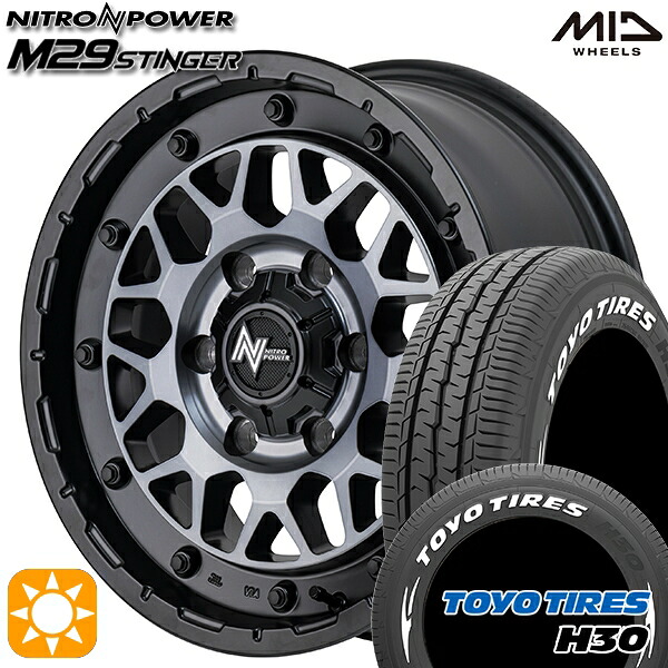 【取付対象】215/60R17 109/107R トーヨー H30 ホワイトレター MID ナイトロパワー M29 スティンガー セミグロスブラッククリア 17インチ 6.5J 6H139.7 サマータイヤホイールセット