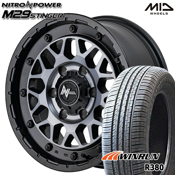 【取付対象】200系ハイエース 215/60R17 96V ウィンラン R380 MID ナイトロパワー M29 スティンガー セミグロスブラッククリア 17インチ 6.5J 6H139.7 サマータイヤホイールセット