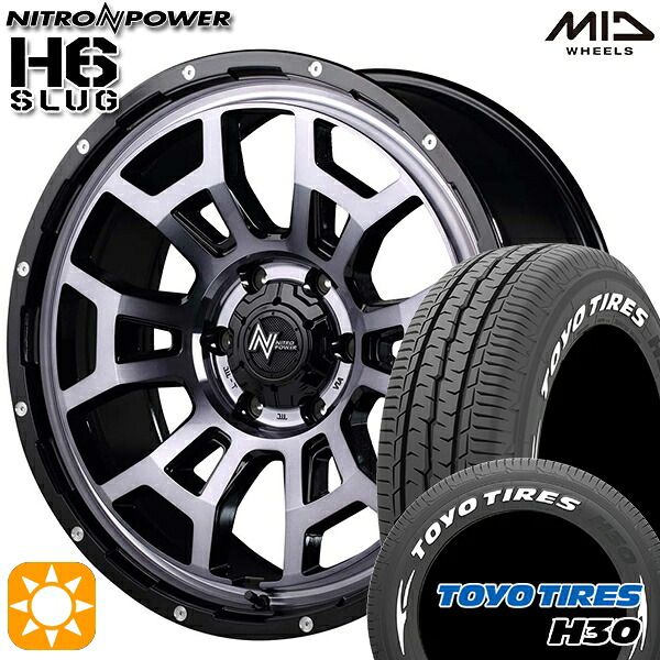 【取付対象】215/65R16 109/107R トーヨー H30 ホワイトレター MID ナイトロパワー H6スラッグ ブラッククリア 16インチ 6.5J 6H139.7 サマータイヤホイールセット