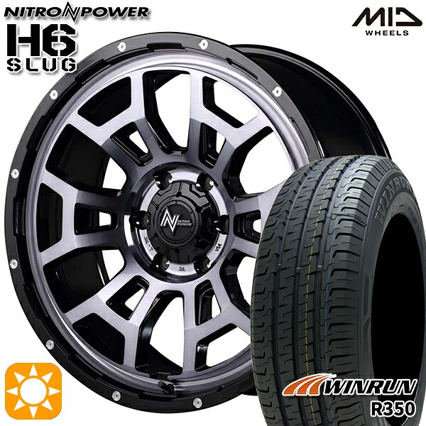 【取付対象】215/65R16 109/107R ウィンラン R350 MID ナイトロパワー H6スラッグ ブラッククリア 16インチ 6.5J 6H139.7 サマータイヤホイールセット