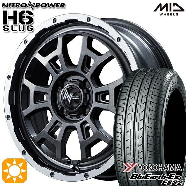 【取付対象】スイフト 215/40R17 87V XL ヨコハマ ブルーアース ES32 MID ナイトロパワー H6スラッグ セミグロスガンメタ 17インチ 6.5J 4H100 サマータイヤホイールセット