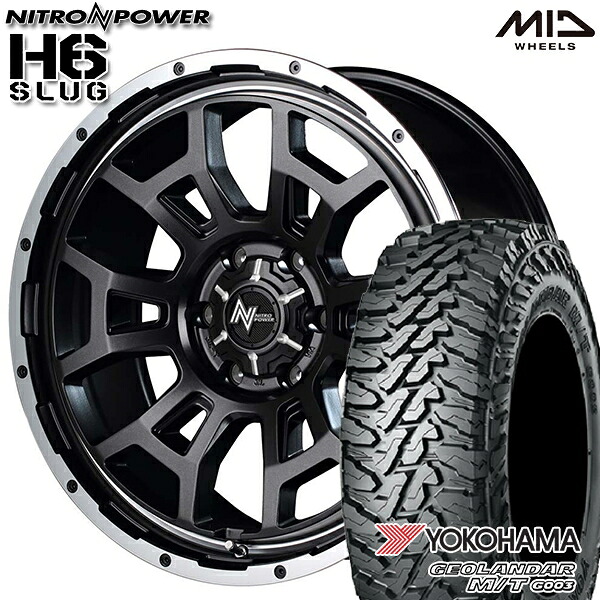 【取付対象】プラド ハイラックス 275/70R17 121/118Q ヨコハマ ジオランダーM/T G003 MID ナイトロパワー H6スラッグ セミグロスガンメタ 17インチ 8.0J 6H139.7 サマータイヤホイールセット ｜エムオートギャラリー