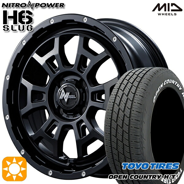 【取付対象】ライズ ロッキー 215/70R16 100H トーヨー オープンカントリー H/T2 WL MID ナイトロパワー H6スラッグ セミグロスブラック 16インチ 6.0J 4H100 サマータイヤホイールセット