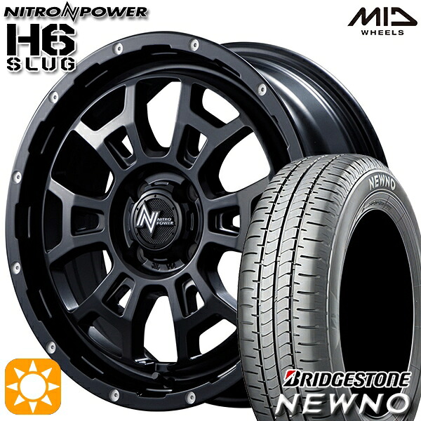 【取付対象】195/45R16 84V ブリヂストン ニューノ MID ナイトロパワー H6スラッグ セミグロスブラック 16インチ 6.0J 4H100 サマータイヤホイールセット ｜エムオートギャラリー