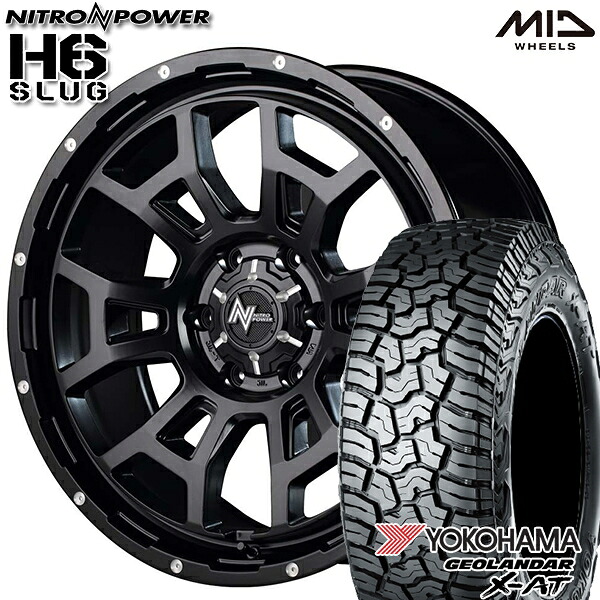 【取付対象】285/70R17 121/118Q ヨコハマ ジオランダー X-AT G016 MID ナイトロパワー H6スラッグ セミグロスブラック 17インチ 8.0J 6H139.7 サマータイヤホイールセット |エムオートギャラリー