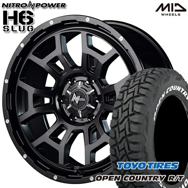 【取付対象】265/65R17 112Q トーヨー オープンカントリー R/T ホワイトレター MID ナイトロパワー H6スラッグ セミグロスブラック 17インチ 8.0J 6H139.7 サマータイヤホイールセット