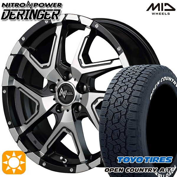 【取付対象】225/65R17 102H トーヨー オープンカントリーA/T3 ホワイトレター MID ナイトロパワー デリンジャー BKメタリックポリッシュ/BC/フランジピアスドリルド 17インチ 7.0J 5H114.3 サマータイヤホイールセット