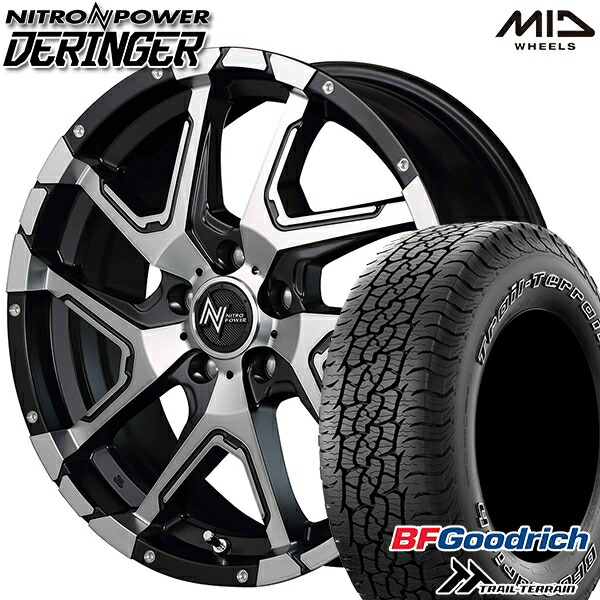 【取付対象】225/65R17 102T ORWL BFグッドリッチ トレールテレーン MID ナイトロパワー デリンジャー BKメタリックポリッシュ/BC/フランジピアスドリルド 17インチ 7.0J 5H114.3 サマータイヤホイールセット