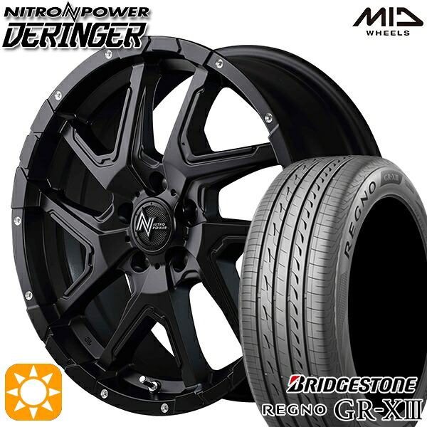 【取付対象】マークX スカイライン 225/45R18 95W XL ブリヂストン レグノ GR-X3 MID ナイトロパワー デリンジャー セミグロスブラック/フランジピアスドリルド 18インチ 7.0J 5H114.3 サマータイヤホイールセット