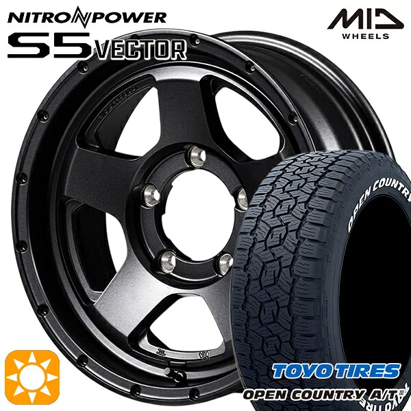 【取付対象】ジムニーJB23/64 215/70R16 100T トーヨー オープンカントリーA/T3 ホワイトレター MID ナイトロパワー S5ベクター BBK 16インチ 5.5J 5H139.7 +20 サマータイヤホイールセット ｜エムオートギャラリー