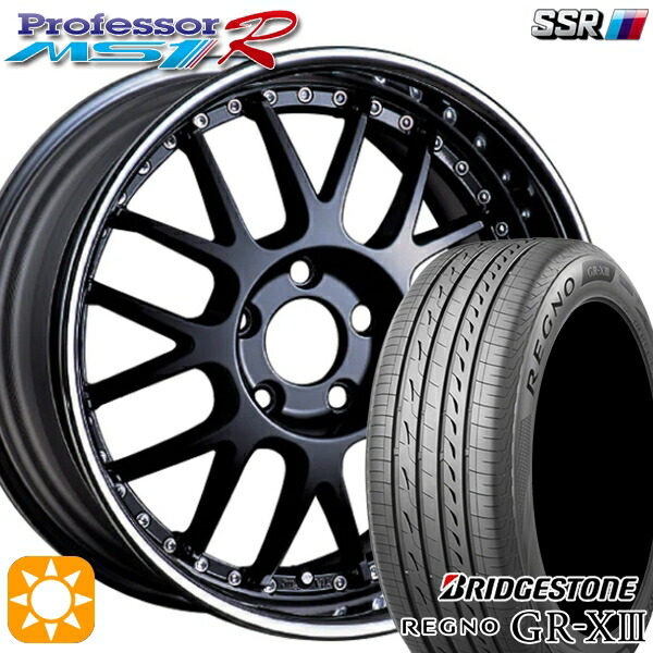 【取付対象】アクア デミオ ノート 195/55R16 91V XL ブリヂストン レグノ GR-X3 SSR プロフェッサー MS1R フラットブラック 16インチ 6.0J 4H100 サマータイヤホイールセット