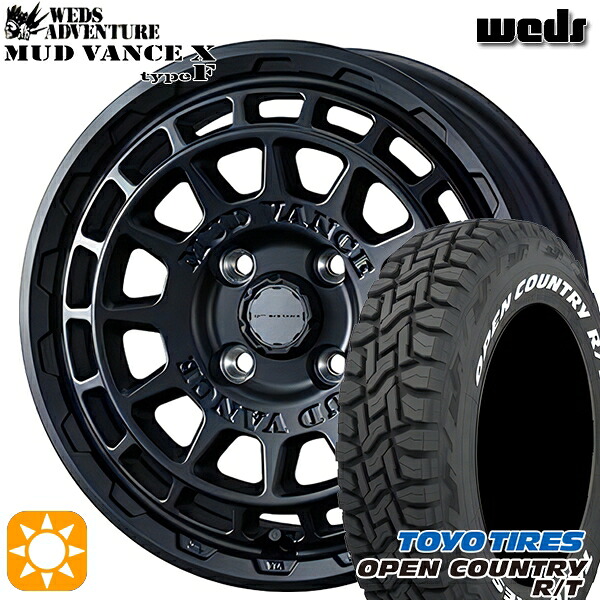 【取付対象】アゲ軽 165/80R14 97/95N LT トーヨー オープンカントリー R/T ホワイトレター Weds マッドヴァンス X タイプF フルマットブラック 14インチ 4.5J 4H100 サマータイヤホイールセット |エムオートギャラリー