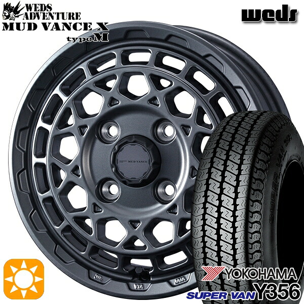 【取付対象】軽トラ 145/80R12 80/78N ヨコハマ スーパーバン Y356 Weds マッドヴァンス X タイプM マットガンメタ 12インチ 4.0J 4H100 サマータイヤホイールセット ｜エムオートギャラリー
