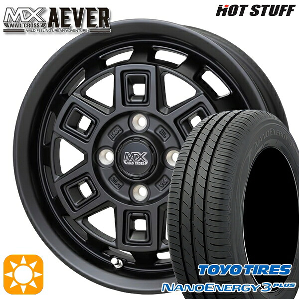 【取付対象】GB3/GB4フリード 185/70R14 88S トーヨー ナノエナジー3プラス ホットスタッフ マッドクロスアイヴァー MTBK 14インチ 5.0J 4H100+35 サマータイヤホイールセット