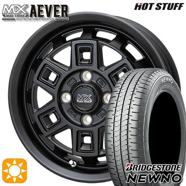 【取付対象】155/65R14 75H ブリヂストン ニューノ ホットスタッフ マッドクロスアイヴァー MTBK 14インチ 4.5J 4H100+45 サマータイヤホイールセット