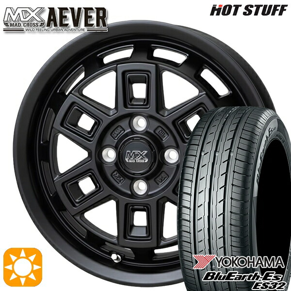【取付対象】ハスラー ソリオ 165/60R15 77H ヨコハマ ブルーアース ES32 ホットスタッフ マッドクロスアイヴァー MTBK 15インチ 4.5J 4H100+45 サマータイヤホイールセット