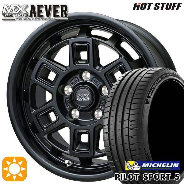 【取付対象】225/55R17 101Y XL ミシュラン パイロットスポーツ5 ホットスタッフ マッドクロスアイヴァー MTBK 17インチ 7.0J 5H114.3+38 サマータイヤホイールセット 105,765円