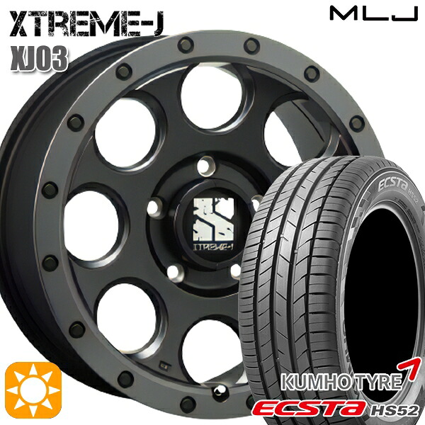 【取付対象】215/60R17 100V XL クムホ エクスタ HS52 MLJ エクストリームJ XJ03 フラットブラック/スモークフランジ 17インチ 7.5J 5H114.3 サマータイヤホイールセット |エムオートギャラリー