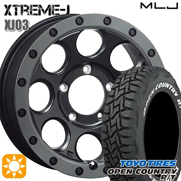 【取付対象】ジムニー 185/85R16 105/103N LT トーヨー オープンカントリー R/T ホワイトレター MLJ エクストリームJ XJ03 フラットブラック/スモークフランジ 16インチ 6.0J 5H139.7 サマータイヤホイールセット ｜エムオートギャラリー