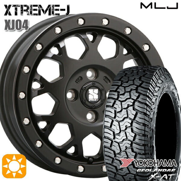 145R14C 85/83Q ヨコハマ（YOKOHAMA）ジオランダーX-AT G016 MLJ エクストリームJ XJ04 14インチ 4.5J 4H100 サテンブラック 新品サマータイヤホイール 4本セット 送料無料